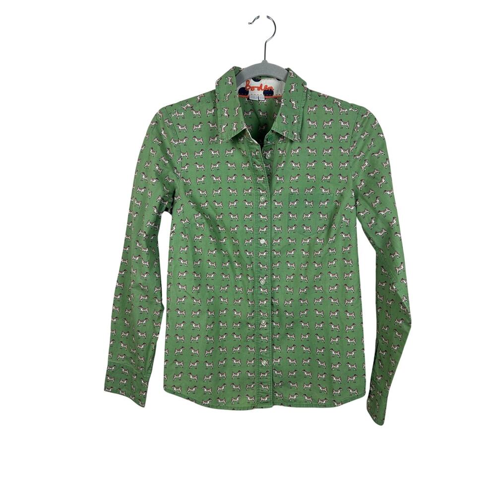 Boden Essential Shirt Size US 2 Terroir Dog Print Button Down Cotton GUC